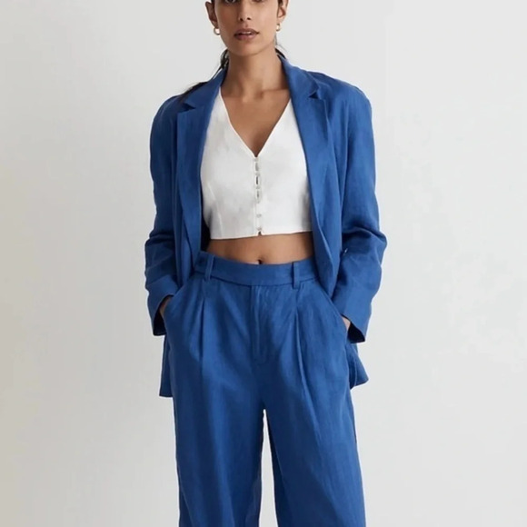 New Madewell Double Breasted Crossover Blazer 100% Linen - Picture 1 of 9